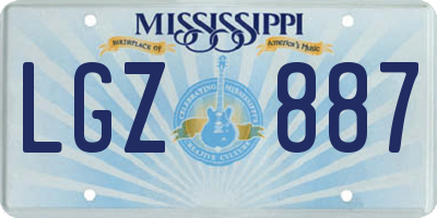 MS license plate LGZ887