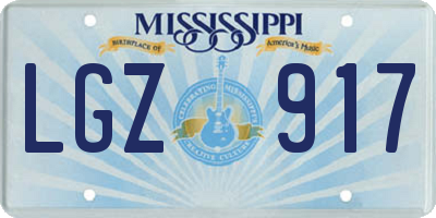 MS license plate LGZ917