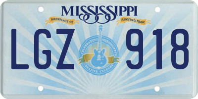 MS license plate LGZ918