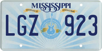 MS license plate LGZ923