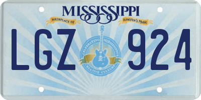MS license plate LGZ924
