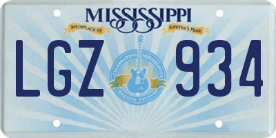 MS license plate LGZ934