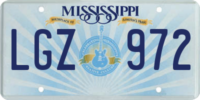 MS license plate LGZ972