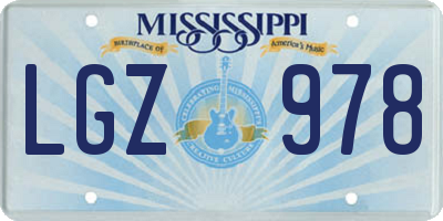 MS license plate LGZ978