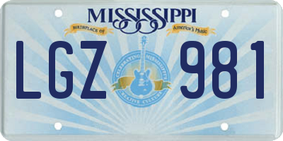 MS license plate LGZ981