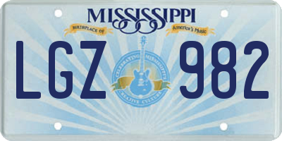 MS license plate LGZ982