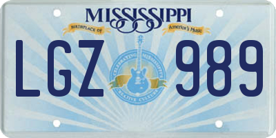 MS license plate LGZ989