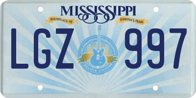 MS license plate LGZ997