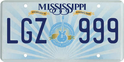 MS license plate LGZ999