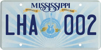 MS license plate LHA002