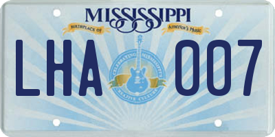 MS license plate LHA007