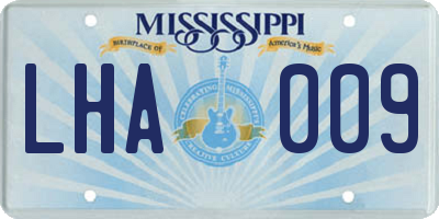 MS license plate LHA009
