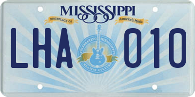 MS license plate LHA010