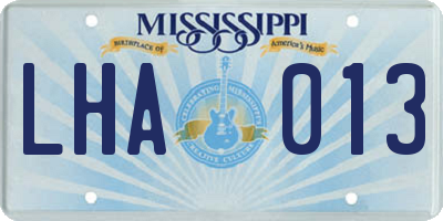 MS license plate LHA013