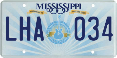 MS license plate LHA034