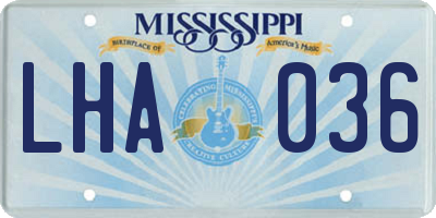 MS license plate LHA036