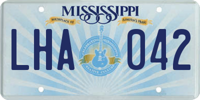 MS license plate LHA042