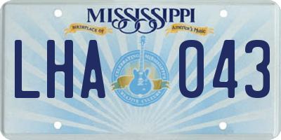 MS license plate LHA043