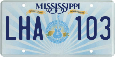 MS license plate LHA103