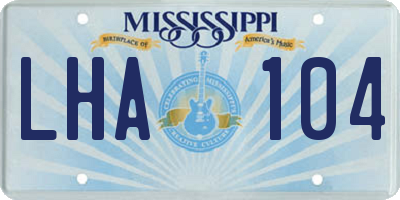MS license plate LHA104