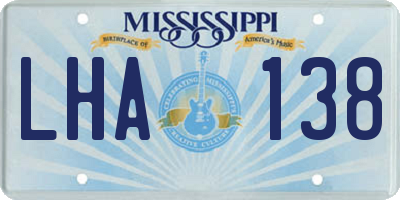 MS license plate LHA138