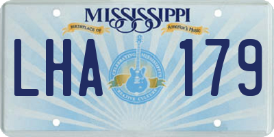 MS license plate LHA179