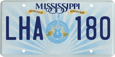 MS license plate LHA180