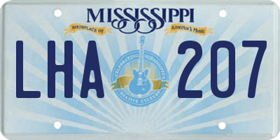 MS license plate LHA207