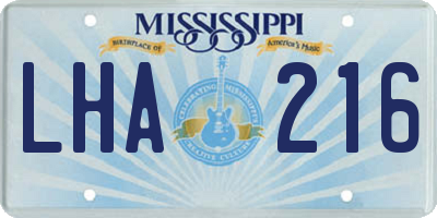 MS license plate LHA216