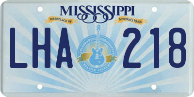 MS license plate LHA218