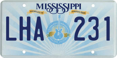 MS license plate LHA231