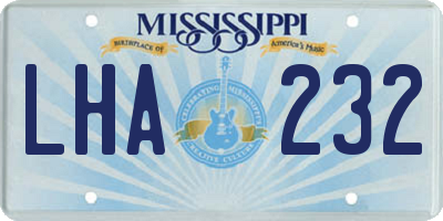 MS license plate LHA232