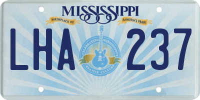MS license plate LHA237