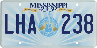 MS license plate LHA238