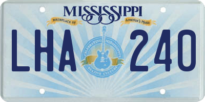 MS license plate LHA240