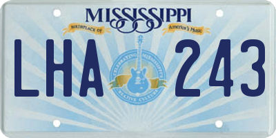 MS license plate LHA243