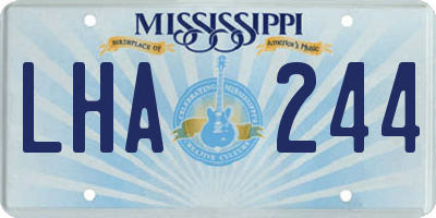 MS license plate LHA244