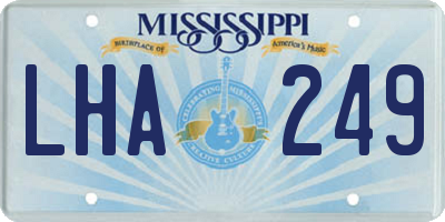 MS license plate LHA249