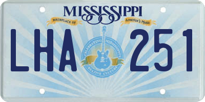 MS license plate LHA251