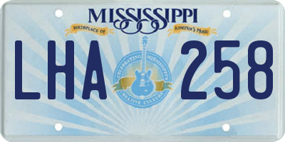 MS license plate LHA258