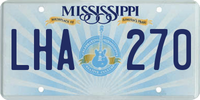 MS license plate LHA270