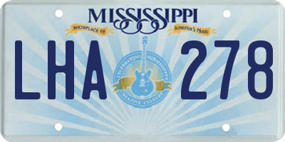 MS license plate LHA278