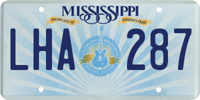 MS license plate LHA287
