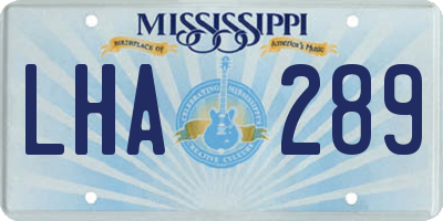 MS license plate LHA289