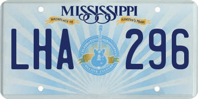 MS license plate LHA296