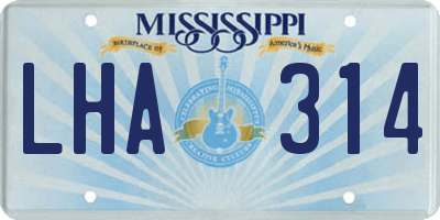 MS license plate LHA314