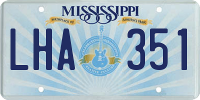 MS license plate LHA351