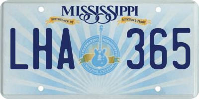 MS license plate LHA365