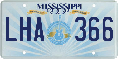 MS license plate LHA366
