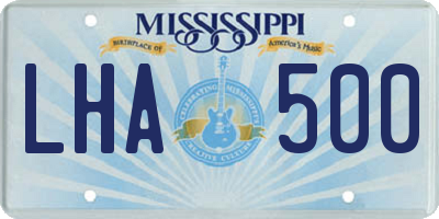 MS license plate LHA500